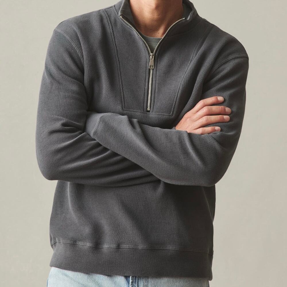 American Giant French Rib Half Zip Sweater Men's Medium Dark Charcoal